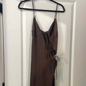 Lioness Chocolate Brown Tie Up Dress